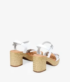 Bosanova Sandales Spartiates | Sandales À Talons | Sandales en cuir blanc à talon effet sparte