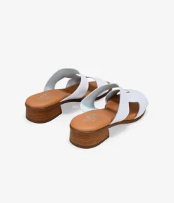Bosanova Sandales Plates | Sandales À Talons | Sandales en cuir blanc à talon en bois