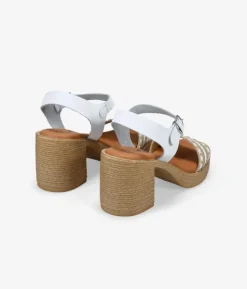 Bosanova Sandales Spartiates | Sandales À Talons | Sandales en cuir blanc à talon effet sparte