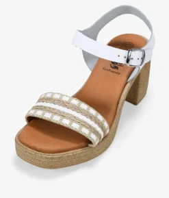 Bosanova Sandales Spartiates | Sandales À Talons | Sandales en cuir blanc à talon effet sparte