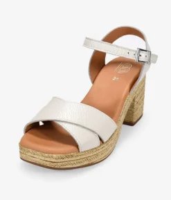 Bosanova Sandales Spartiates | Sandales À Talons | Sandales en cuir blanc à talon effet sparte