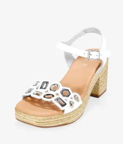 Bosanova Sandales Spartiates | Sandales À Talons | Sandales en cuir blanc à talon effet sparte