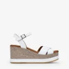 Bosanova Sandales Compensées | Chaussures En Cuir | Sandales en cuir blanc avec coin et plateforme