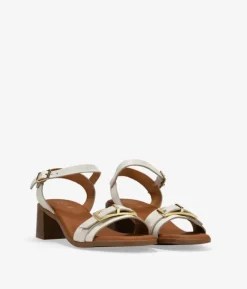 Bosanova Sandales À Talons | Chaussures En Cuir | Sandales en cuir blanc avec talon et boucle