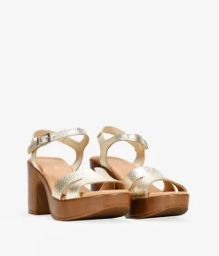 Bosanova Sandales À Talons | Chaussures En Cuir | Sandales en cuir doré à talon