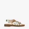 Bosanova Sandales Plates | Chaussures En Cuir | Sandales en cuir doré avec tressage