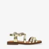 Bosanova Sandales Plates | Chaussures En Cuir | Sandales en cuir doré avec boucle