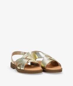 Bosanova Sandales Plates | Chaussures En Cuir | Sandales en cuir doré avec tressage