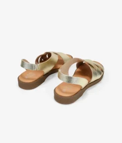 Bosanova Sandales Plates | Chaussures En Cuir | Sandales en cuir doré avec tressage