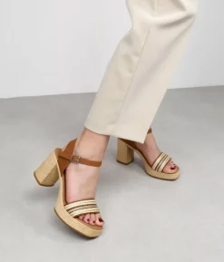 Bosanova Sandales À Talons | Chaussures En Cuir | Sandales en cuir marron à talon effet sparte