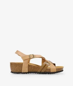 Bosanova Sandales Compensées | Sandales en cuir marron à brides croisées