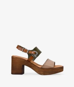Bosanova Sandales À Talons | Chaussures En Cuir | Sandales en cuir marron à talon effet bois