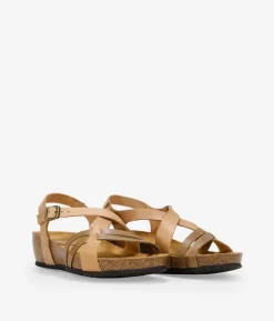 Bosanova Sandales Compensées | Sandales en cuir marron à brides croisées