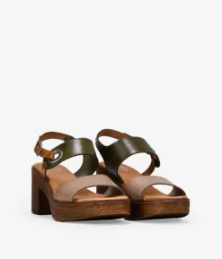 Bosanova Sandales À Talons | Chaussures En Cuir | Sandales en cuir marron à talon effet bois