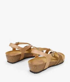 Bosanova Sandales Compensées | Sandales en cuir marron à brides croisées