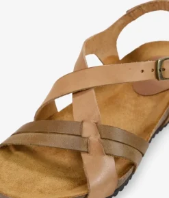 Bosanova Sandales Compensées | Sandales en cuir marron à brides croisées