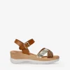 Bosanova Sandales Compensées | Chaussures En Cuir | Sandales en cuir marron compensées effet bois