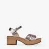 Bosanova Sandales À Talons | Chaussures En Cuir | Sandales en cuir métallisé avec talon effet bois