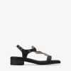 Bosanova Sandales Plates | Sandales À Talons | Sandales en cuir noir à petit talon