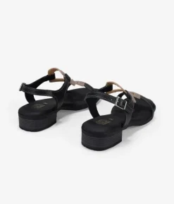 Bosanova Sandales Plates | Sandales À Talons | Sandales en cuir noir à petit talon