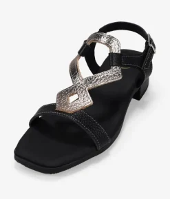 Bosanova Sandales Plates | Sandales À Talons | Sandales en cuir noir à petit talon