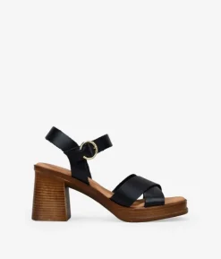 Bosanova Sandales À Talons | Chaussures En Cuir | Sandales en cuir noir à talon