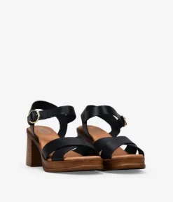 Bosanova Sandales À Talons | Chaussures En Cuir | Sandales en cuir noir à talon