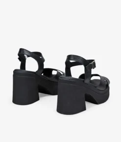 Bosanova Sandales À Talons | Sandales Plateformes | Sandales en cuir noir à talon