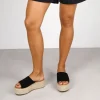 Bosanova Sandales Spartiates | Sandales Plateformes | Sandales en cuir noir avec plateforme en sparte