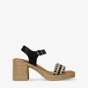 Bosanova Sandales Spartiates | Sandales À Talons | Sandales en cuir noir avec talon effet sparte