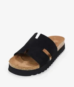 Bosanova Sandales Plates | Chaussures En Cuir | Sandales en cuir noir avec bio