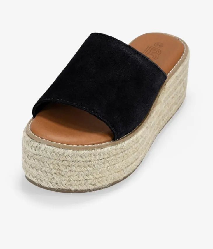 Bosanova Sandales Spartiates | Sandales Plateformes | Sandales en cuir noir avec plateforme en sparte