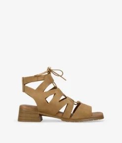 Bosanova Sandales Plates | Sandales À Talons | Sandales en cuir sable avec talon et lacets