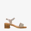 Bosanova Sandales À Talons | Chaussures En Cuir | Sandales en cuir taupe à strass
