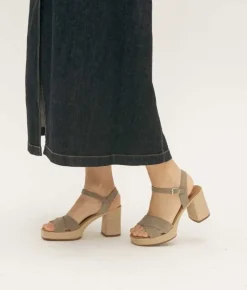 Bosanova Sandales Spartiates | Sandales À Talons | Sandales en cuir taupe à talon effet sparte