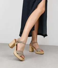Bosanova Sandales Spartiates | Sandales À Talons | Sandales en cuir taupe à talon effet sparte
