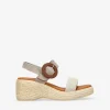 Bosanova Sandales Compensées | Sandales Spartiates | Sandales en cuir taupe avec semelle compensée et boucle