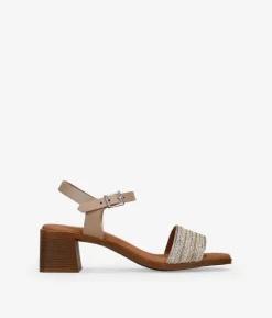Bosanova Sandales À Talons | Chaussures En Cuir | Sandales en cuir taupe avec strass
