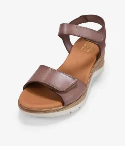 Bosanova Sandales Compensées | Sandales De Sport | Sandales en cuir taupe avec scratch