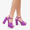 Bosanova Sandales À Talons | Sandales Plateformes | Sandales en satin lilas à talon bloc