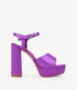 Bosanova Sandales À Talons | Sandales Plateformes | Sandales en satin lilas à talon bloc