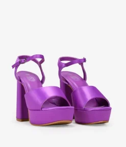 Bosanova Sandales À Talons | Sandales Plateformes | Sandales en satin lilas à talon bloc