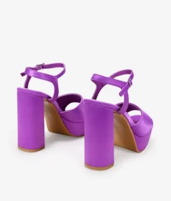 Bosanova Sandales À Talons | Sandales Plateformes | Sandales en satin lilas à talon bloc