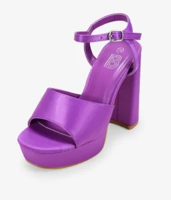 Bosanova Sandales À Talons | Sandales Plateformes | Sandales en satin lilas à talon bloc