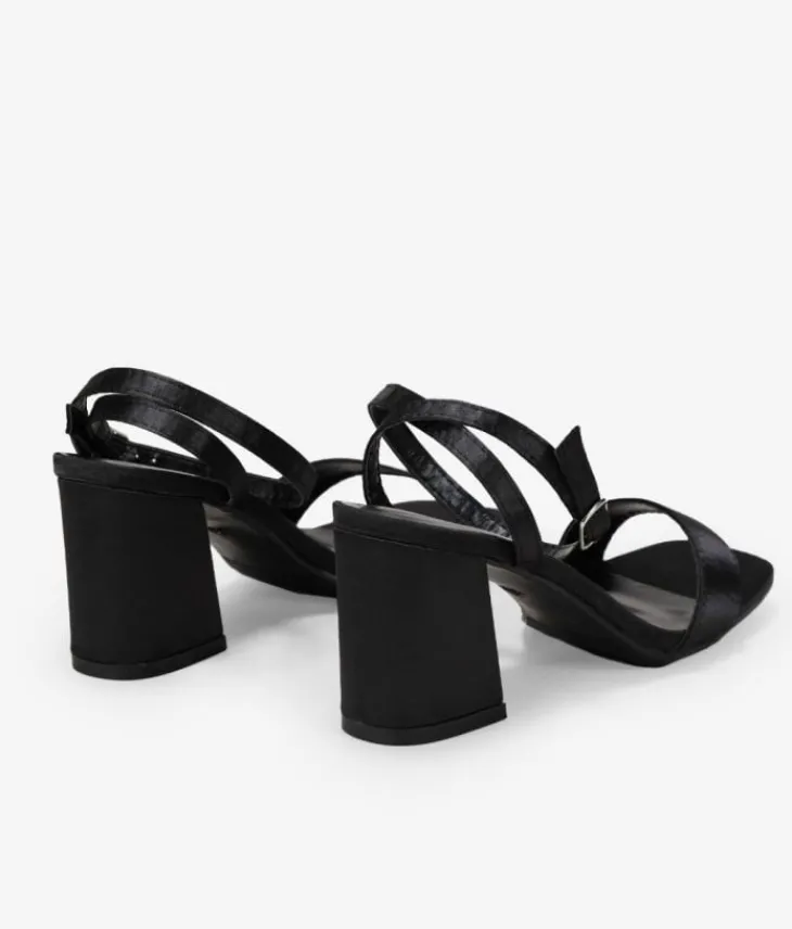 Bosanova Sandales À Talons | Chaussures De Fête | Sandales en satin noir