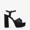 Bosanova Sandales À Talons | Sandales Plateformes | Sandales en satin noir à talon bloc