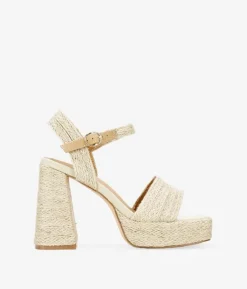Bosanova Sandales Spartiates | Sandales À Talons | Sandales en sparte beige avec plateforme et talon