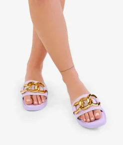 Bosanova Sandales Plates | Sandales lilas avec chaîne