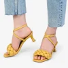 Bosanova Sandales À Talons | Chaussures De Fête | Sandales matelassées jaunes à talon