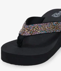 Bosanova Tongs | Sandales Compensées | Sandales multicolores avec diamants et talon compensé